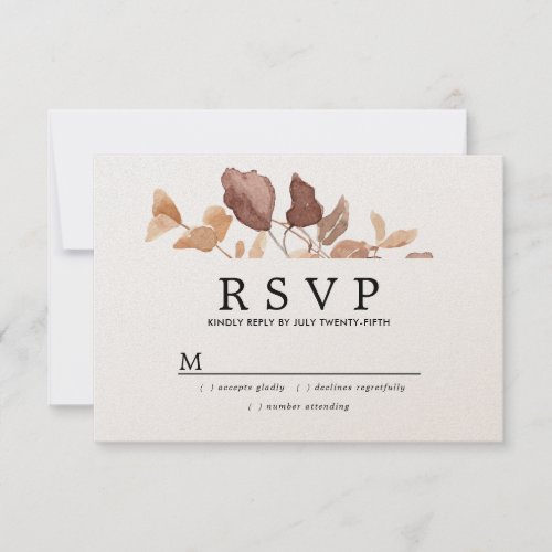 Elegant Simple Minimalist Fall Leaves Wedding RSVP