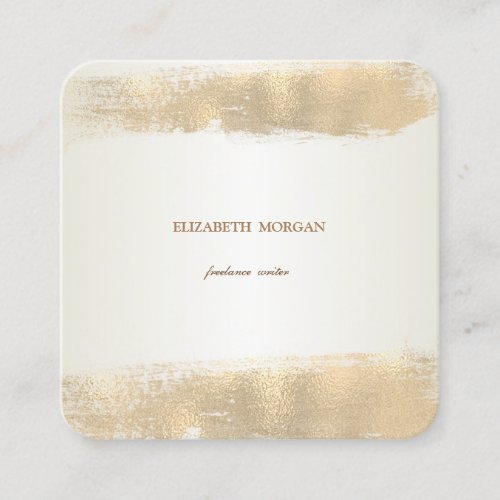 Elegant Simple MinimalistFaux Gold Brush Stroke Square Business Card