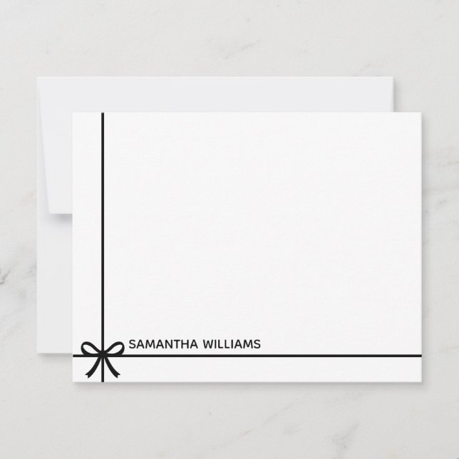Elegant Simple Minimalist Girly Monogram Name Note Card (Front)