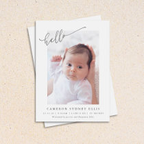 Elegant Simple Minimalist Hello Baby Photo Birth Announcement