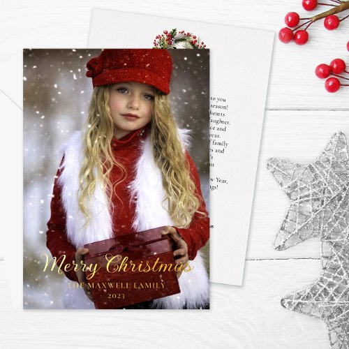 Elegant Simple Minimalist Merry Christmas Photo Foil Invitation