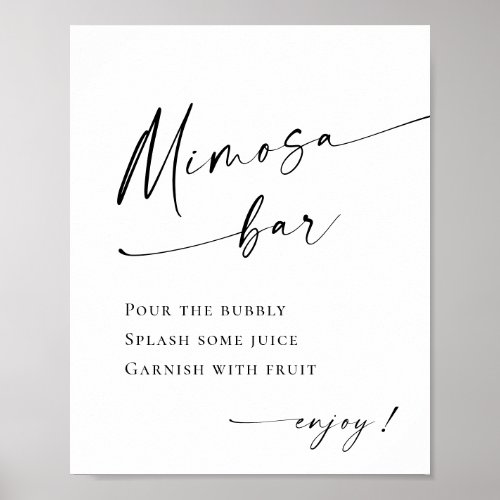 Elegant Simple Minimalist Mimosa Bar Wedding Poster