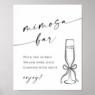 Elegant Simple Minimalist Mimosa Bar Wedding Poster