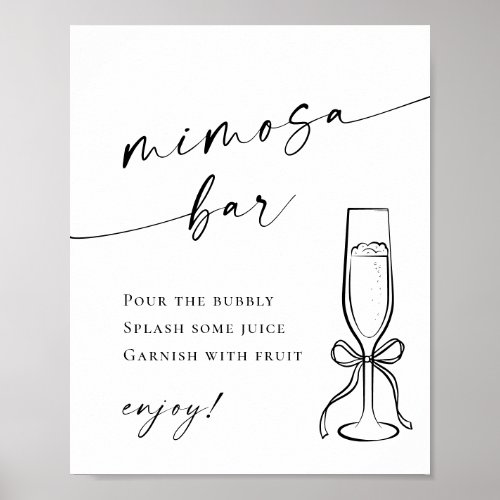 Elegant Simple Minimalist Mimosa Bar Wedding Poster