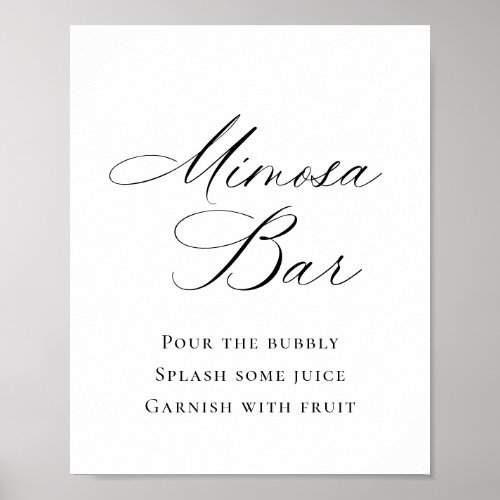 Elegant Simple Minimalist Mimosa Bar Wedding Poster