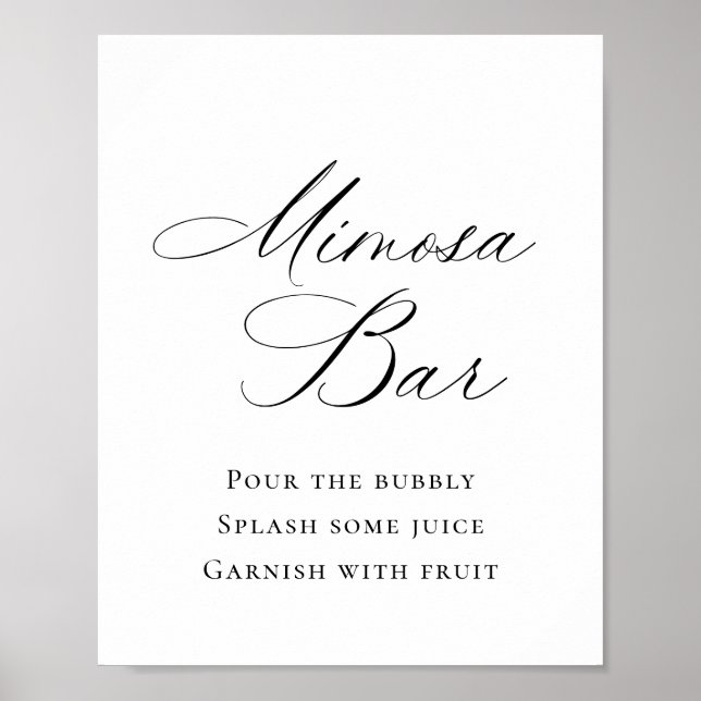 Elegant Simple Minimalist Mimosa Bar Wedding Poster (Front)