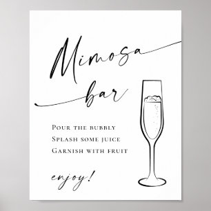 Elegant Simple Minimalist Mimosa Bar Wedding Poster