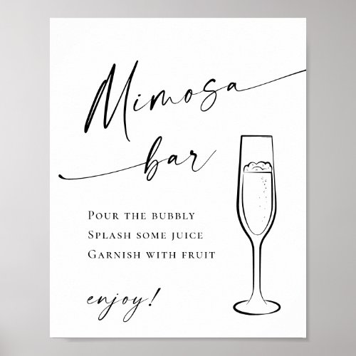 Elegant Simple Minimalist Mimosa Bar Wedding Poster