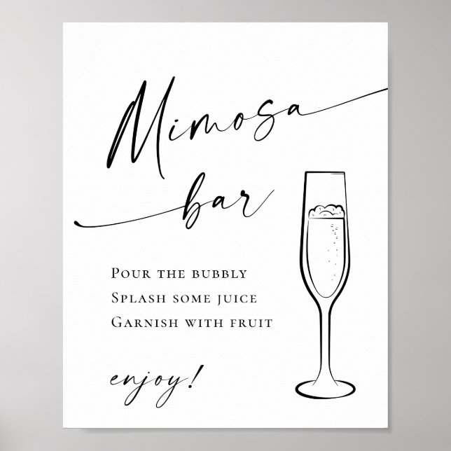 Elegant Simple Minimalist Mimosa Bar Wedding Poster (Front)