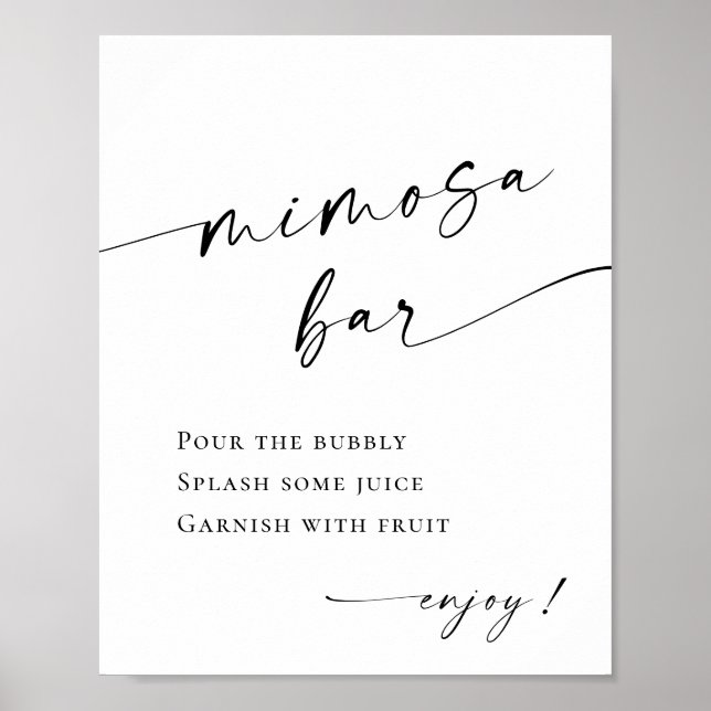 Elegant Simple Minimalist Mimosa Bar Wedding Poster (Front)