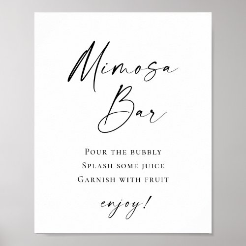 Elegant Simple Minimalist Mimosa Bar Wedding Poster