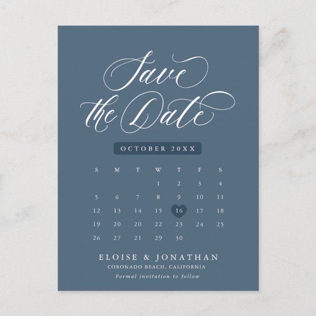 Elegant Simple Minimalist Modern Save the Date Postcard (Front)