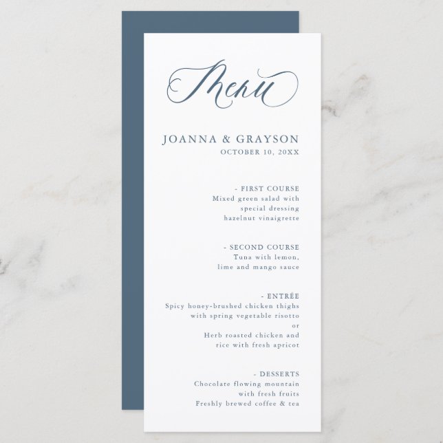 Elegant Simple Minimalist Modern Slate Wedding  Menu (Front/Back)