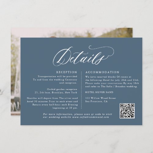 Elegant Simple Minimalist Modern Wedding Details Enclosure Card