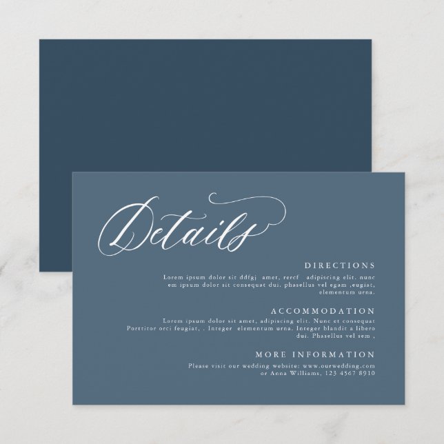 Elegant Simple Minimalist Modern Wedding Details Enclosure Card (Front/Back)