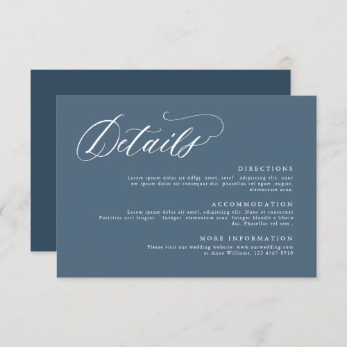 Elegant Simple Minimalist Modern Wedding Details Enclosure Card