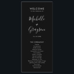 Elegant Simple Minimalist Modern Wedding  Program<br><div class="desc">Simple Minimalist Black and White Modern Wedding menu. Please find more matching designs and variations from my "blissweddingpaperie" store. And feel free to contact me for further customization or matching items.</div>