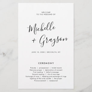 Elegant Simple Minimalist Modern Wedding Program