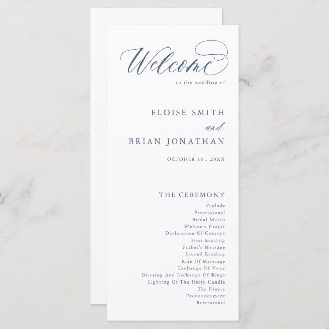 Elegant Simple Minimalist Modern Wedding  Program (Front/Back)