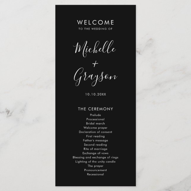 Elegant Simple Minimalist Modern Wedding  Program (Front)