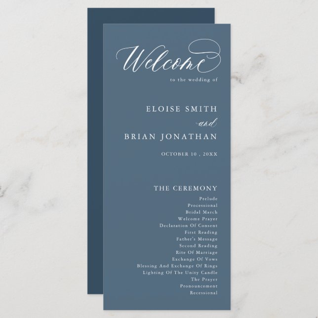 Elegant Simple Minimalist Modern Wedding  Program (Front/Back)