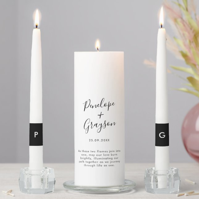 Elegant Simple Minimalist Modern Wedding  Unity Candle Set (In Situ)