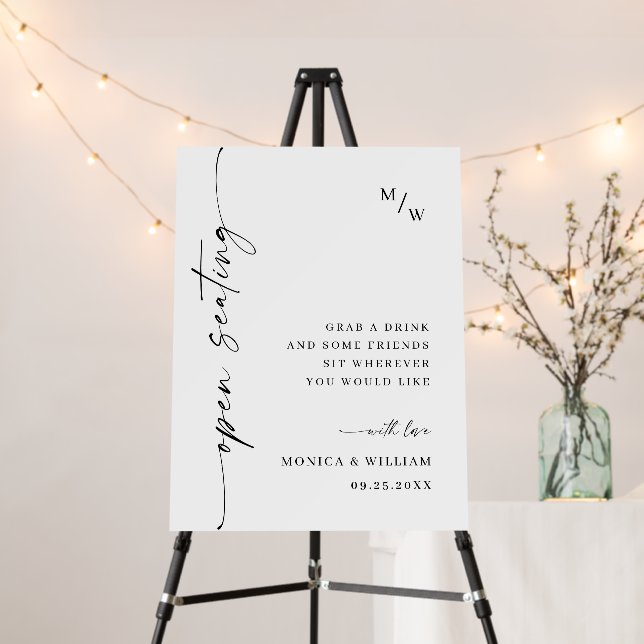 Elegant Simple Minimalist Open Seating Wedding Foam Board (In Situ (Stand))