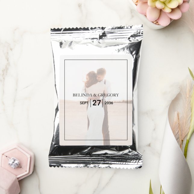 Elegant Simple Minimalist Photo Wedding  Coffee Drink Mix (Wedding)