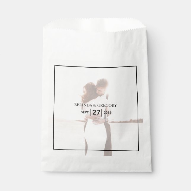 Elegant Simple Minimalist Photo Wedding  Favor Bag (Front)