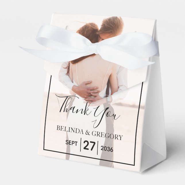 Elegant Simple Minimalist Photo Wedding  Favor Boxes (Front Side)