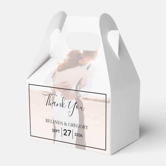 Elegant Simple Minimalist Photo Wedding Favor Boxes (Front Side)