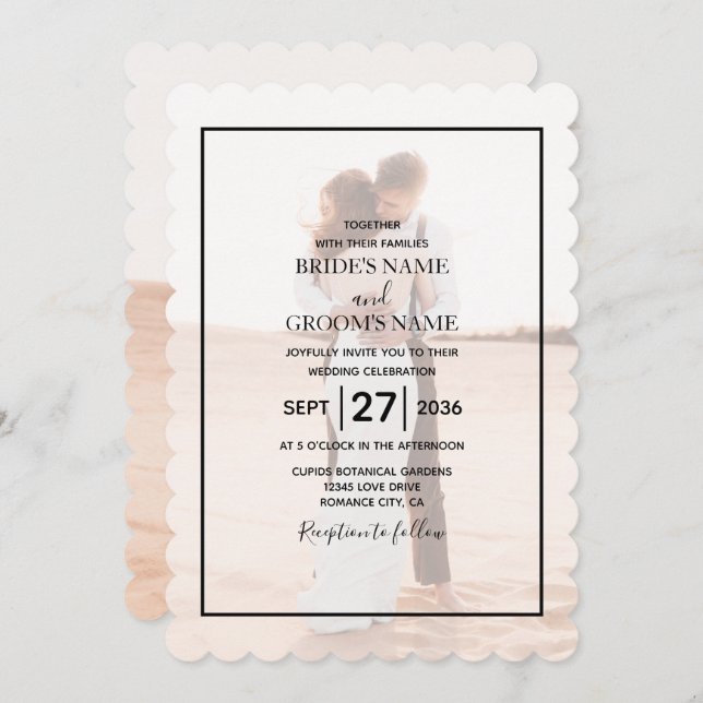 Elegant Simple Minimalist Photo Wedding Invitation (Front/Back)