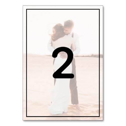 Elegant Simple Minimalist Photo Wedding Table Number