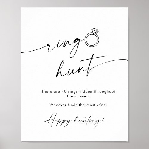 Elegant Simple Minimalist Ring Hunt Bridal Shower Poster