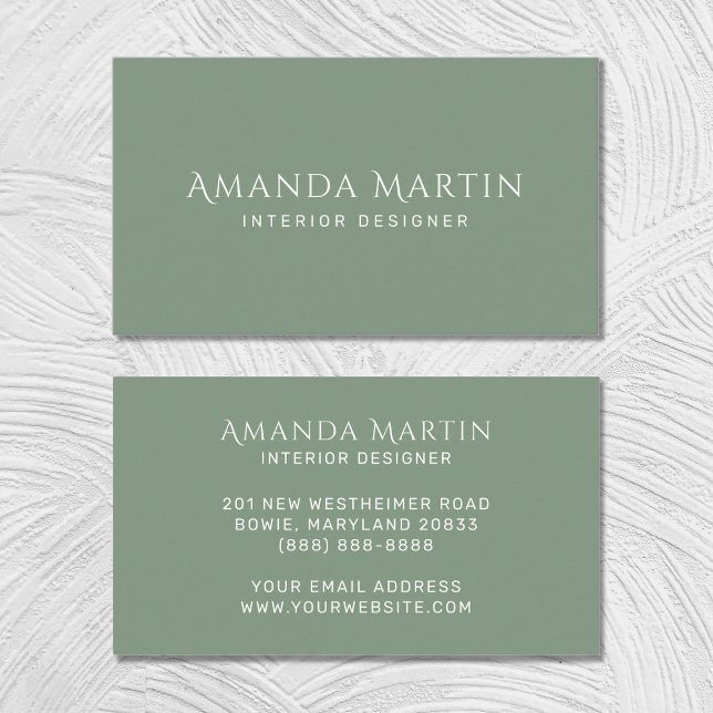 Elegant Simple Minimalist Sage Green Boho Business Card (Creator Uploaded)