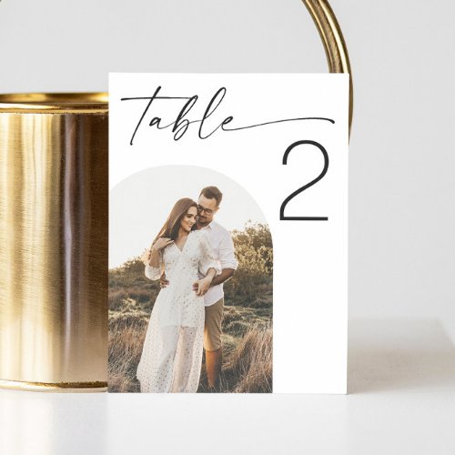 Elegant simple minimalist script photo wedding table number