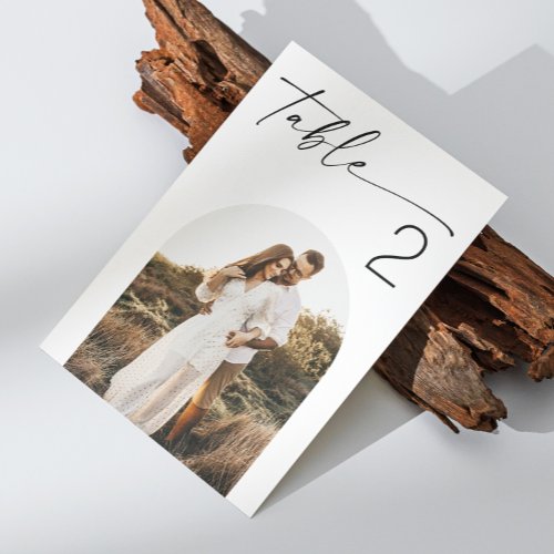 Elegant simple minimalist script photo wedding table number