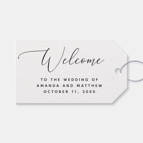 Elegant simple minimalist script wedding welcome gift tags