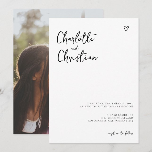 Elegant Simple Minimalist Wedding Invitation (Front/Back)