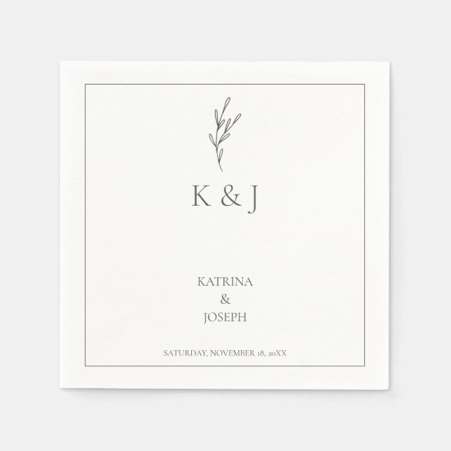 Elegant Simple Minimalist Wedding Monochrome chic Napkins (Front)
