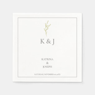 Elegant Simple Minimalist Wedding Olive green leaf Napkins