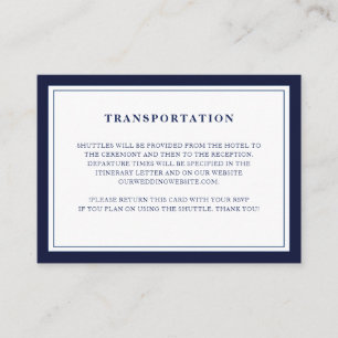 Elegant Simple Minimalist Wedding Transportation Enclosure Card