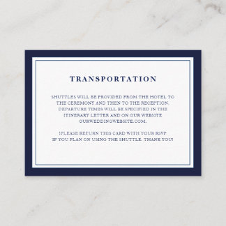 Elegant Simple Minimalist Wedding Transportation Enclosure Card