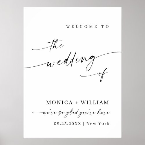 Elegant Simple Minimalist Welcome Wedding Poster