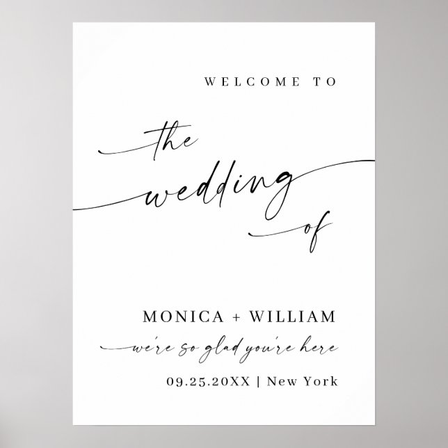 Elegant Simple Minimalist Welcome Wedding Poster (Front)