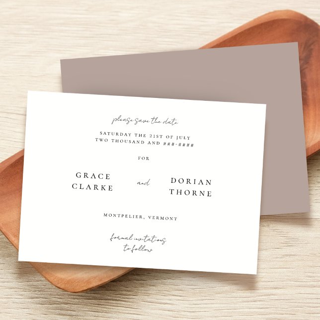 Elegant Simple Mocha Mousse Rustic Neutral Wedding Save The Date (Creator Uploaded)