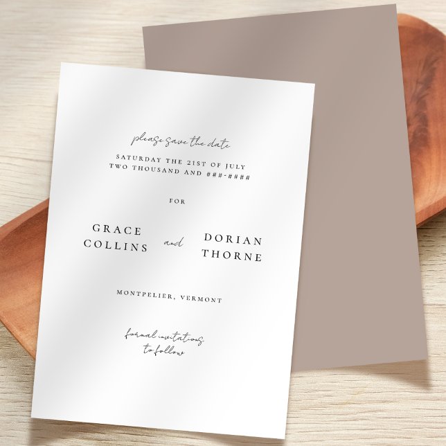 Elegant Simple Mocha Mousse Rustic Neutral Wedding Save The Date (Creator Uploaded)