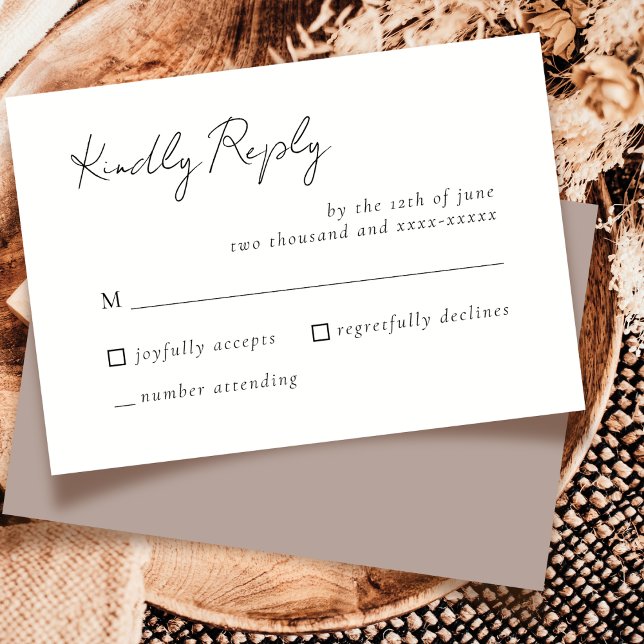 Elegant Simple Mocha Mousse Wedding RSVP Response (Creator Uploaded)