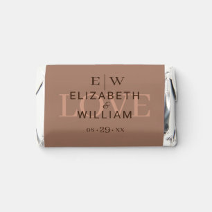 Elegant Simple Mocha Mousse with Monogram Wedding Hershey's Miniatures
