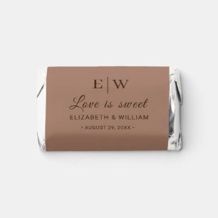 Elegant Simple Mocha Mousse with Monogram Wedding Hershey's Miniatures